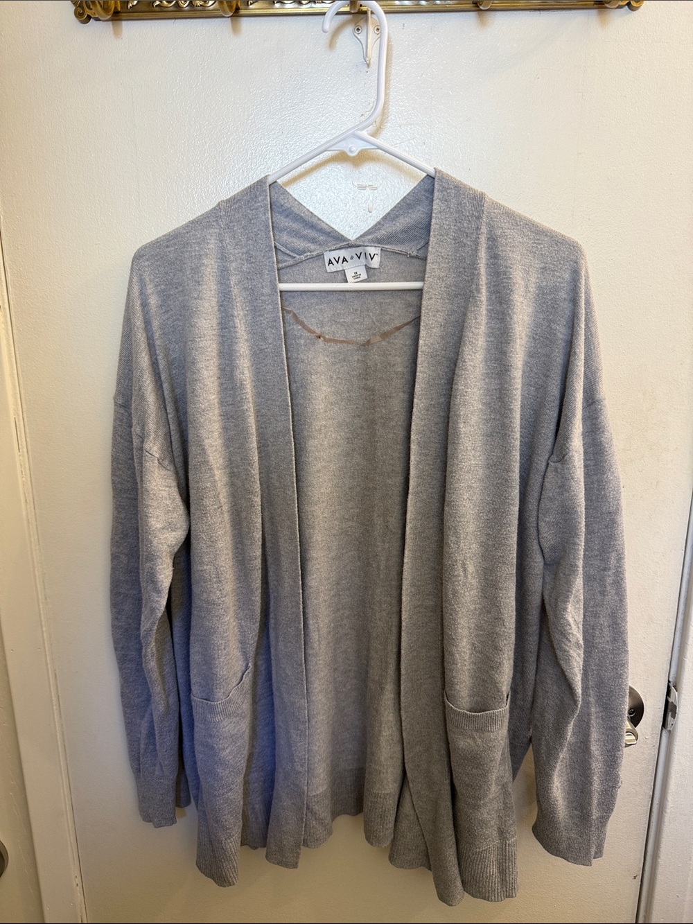 Ava & Viv Gray Open-Front Knit Cardigan